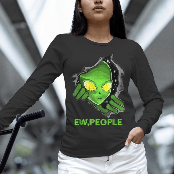 Alien Face Ew People UFO Introvert Meme Men Women Kids Unisex Long Sleeve T-Shirt