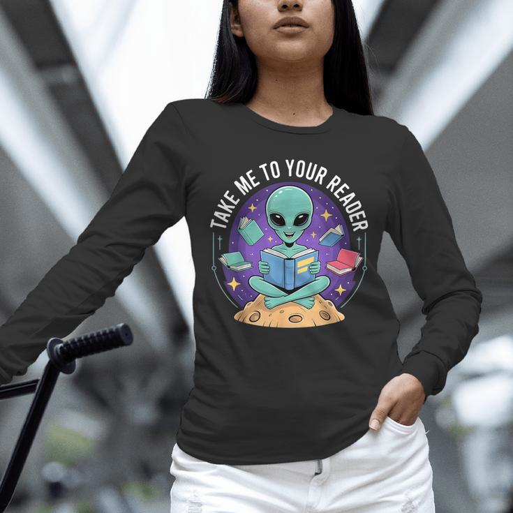Alien Reader Reading Teacher Librarian Book Lover Unisex Long Sleeve T-Shirt Alien Reader Reading Teacher Librarian Book Lover Unisex Long Sleeve T-Shirt