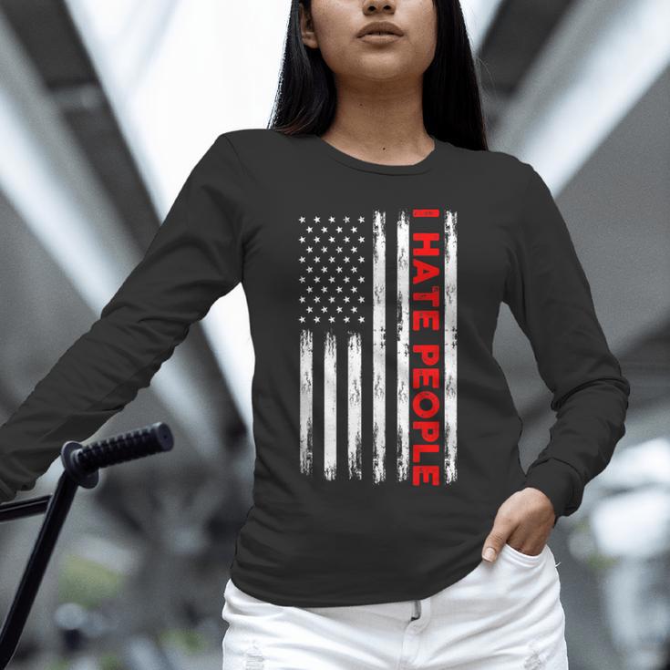 American Flag Loner Geeks Antisocial For Introvert Pride Unisex Long Sleeve T-Shirt