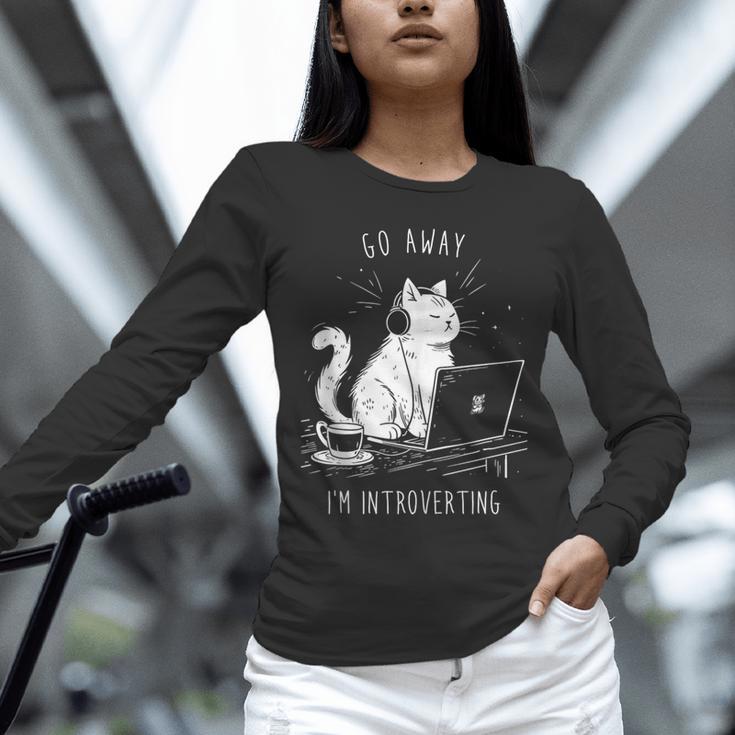 Antisocial Introvert Cat With Coffee On Computer Emo Goth Unisex Long Sleeve T-Shirt Antisocial Introvert Cat With Coffee On Computer Emo Goth Unisex Long Sleeve T-Shirt