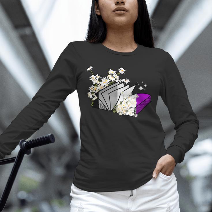 Asexual Book Lover LGBT Reading Pride Ace Flag Daisy Unisex Long Sleeve T-Shirt