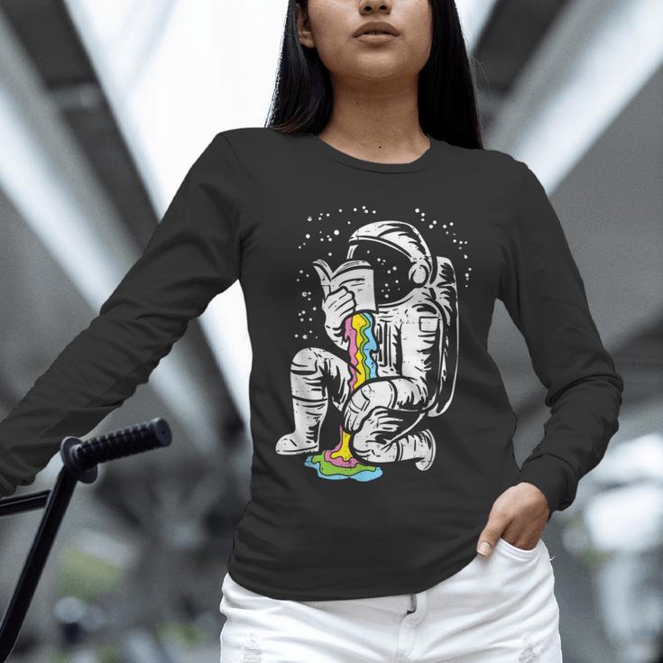 Astronaut Reading Book Space Galaxy Bookworm Men Women Kids Unisex Long Sleeve T-Shirt