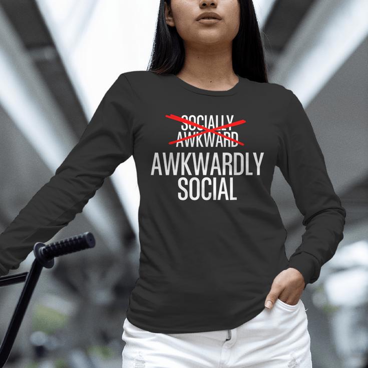 Awkwardly Social Socially Awkward Anxious Introverts Unisex Long Sleeve T-Shirt Awkwardly Social Socially Awkward Anxious Introverts Unisex Long Sleeve T-Shirt