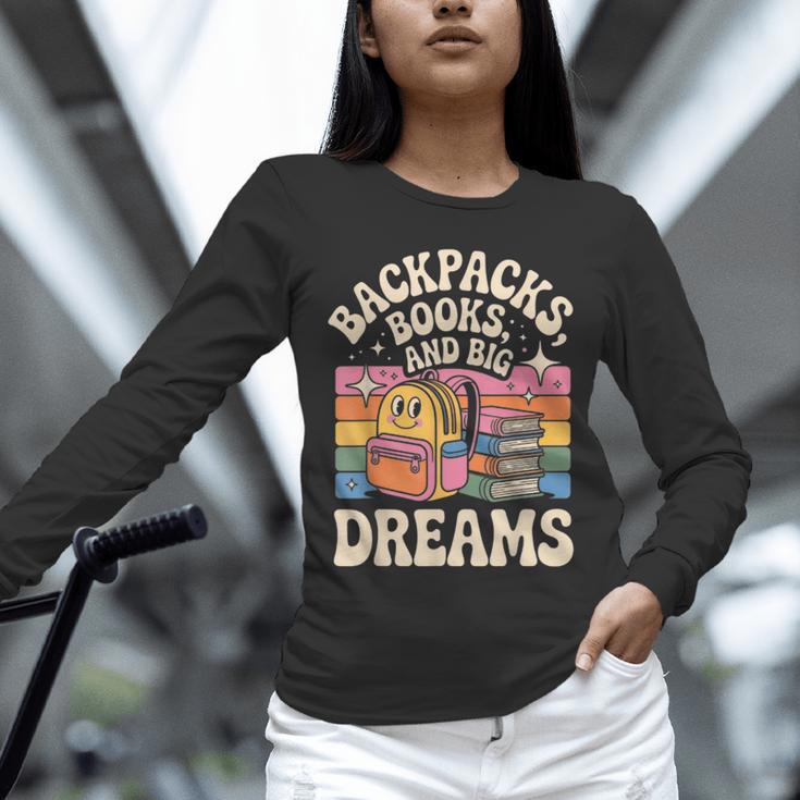 Backpacks Books And Big Dreams Cute Back To School Unisex Long Sleeve T-Shirt Backpacks Books And Big Dreams Cute Back To School Unisex Long Sleeve T-Shirt