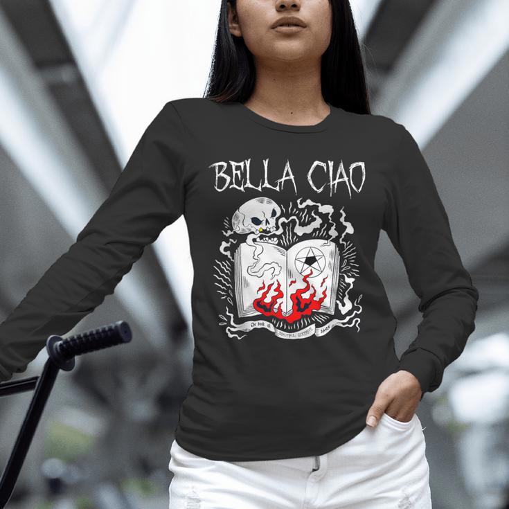 Bella Ciao Goodbye Beautiful Skull Book Of Dark Magic Occult Unisex Long Sleeve T-Shirt