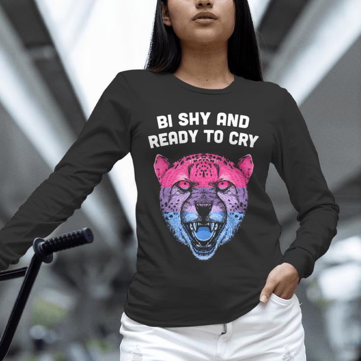 Bi Shy And Ready To Cry Bisexual Introvert Bi Pride Unisex Long Sleeve T-Shirt