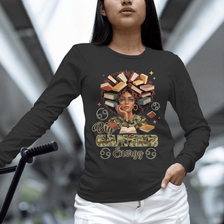 Big Cancer Energy Woman Camo Zodiac Book Teacher Unisex Long Sleeve T-Shirt