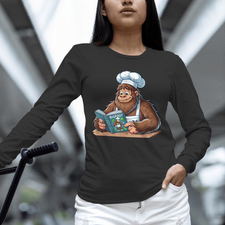 Bigfoot Reading a Cookbook Unisex Long Sleeve T-Shirt Bigfoot Reading a Cookbook Unisex Long Sleeve T-Shirt