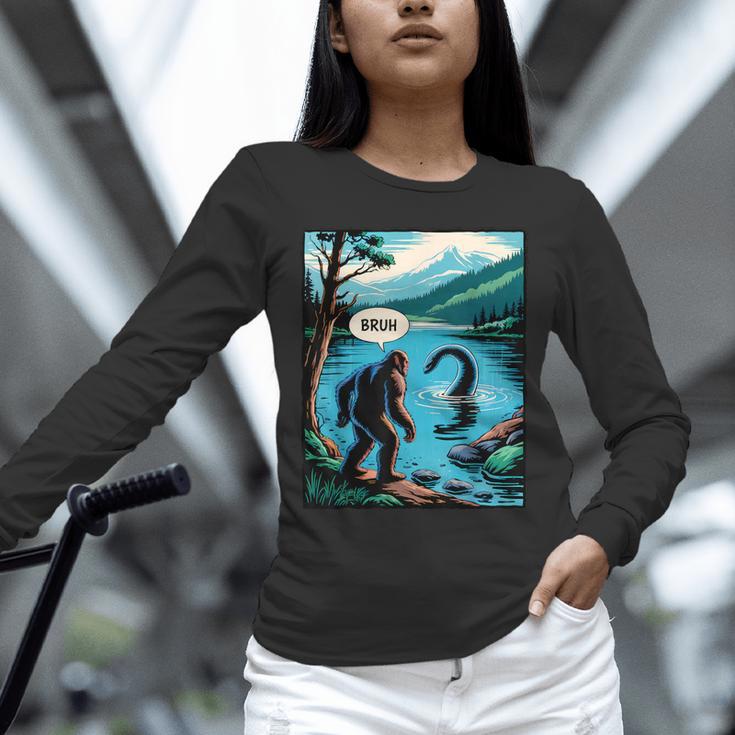 Bigfoot Sasquatch Loch Ness Monster Introvert Bruh Unisex Long Sleeve T-Shirt