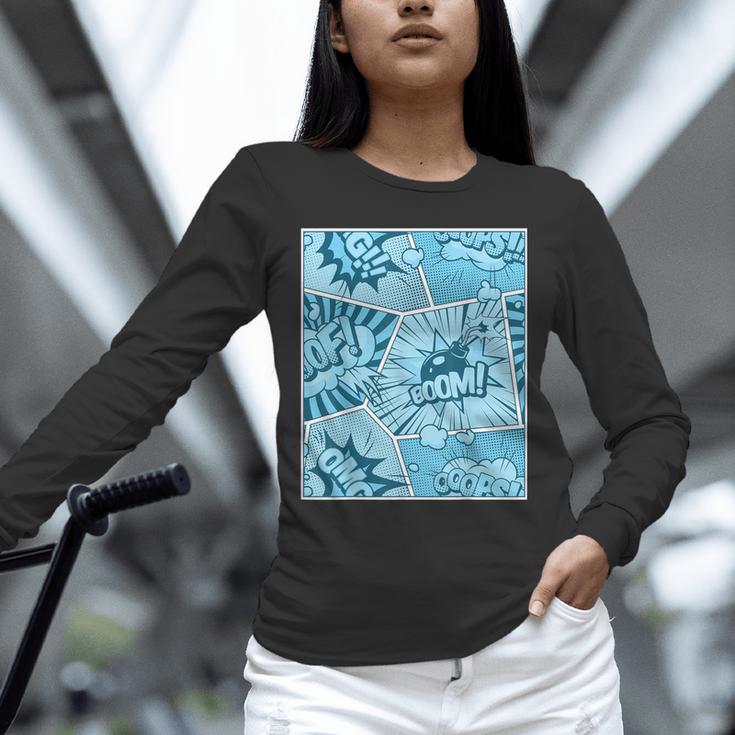Blue Comic Book Blue Graphic Unisex Long Sleeve T-Shirt