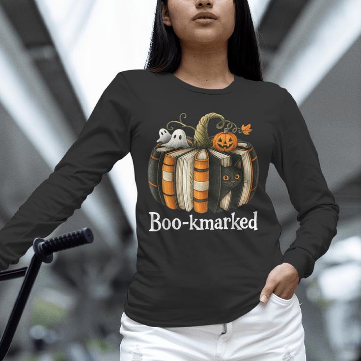 Boo-Kmarked Fall Pumpkin Books Halloween Teacher Teaching Unisex Long Sleeve T-Shirt Boo-Kmarked Fall Pumpkin Books Halloween Teacher Teaching Unisex Long Sleeve T-Shirt