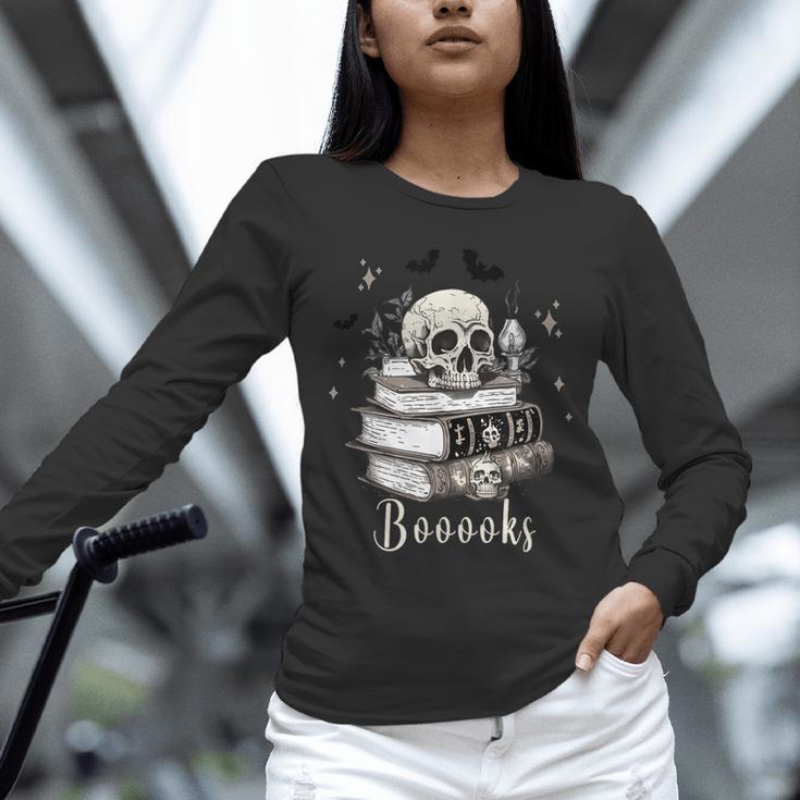 Boo Skeleton Skull Books Halloween Women School Teacher Kid Unisex Long Sleeve T-Shirt Boo Skeleton Skull Books Halloween Women School Teacher Kid Unisex Long Sleeve T-Shirt