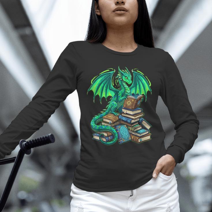 Book Dragon Reading Fantasy Unisex Long Sleeve T-Shirt