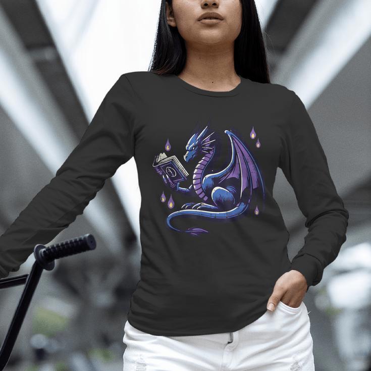Book Lover Dragon Reading Cool Fantasy Women Girls Kids Men Unisex Long Sleeve T-Shirt
