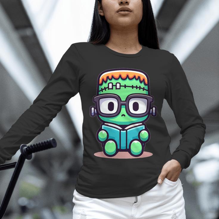 Book Lover Frankenstein's Monster With Reading Glasses Unisex Long Sleeve T-Shirt
