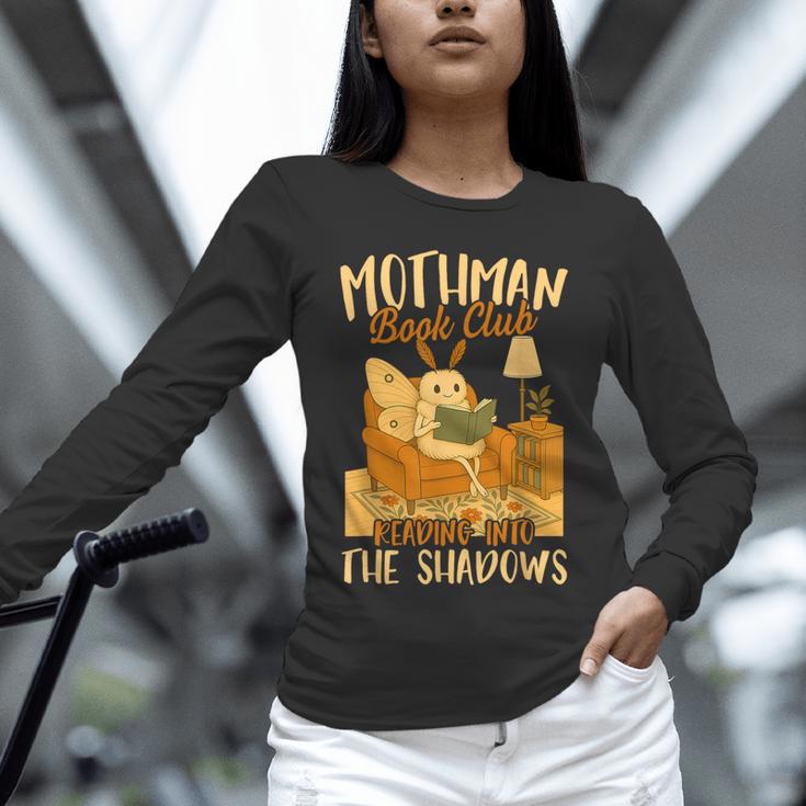 Book Lover Moth Mothman Book Club Reading Into Shadows Unisex Long Sleeve T-Shirt Book Lover Moth Mothman Book Club Reading Into Shadows Unisex Long Sleeve T-Shirt