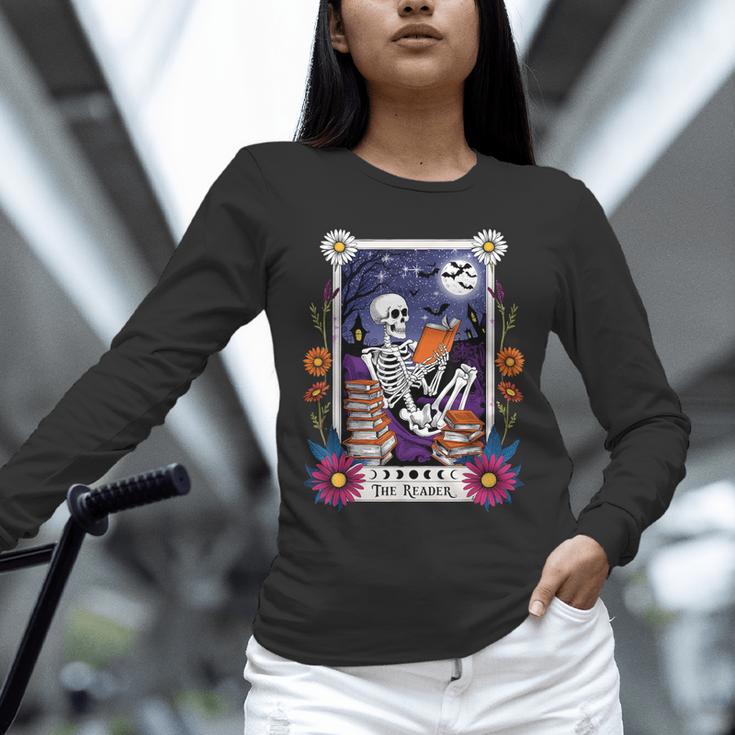 Book Lover Tarot Card The Reader Mystic Skeleton Unisex Long Sleeve T-Shirt