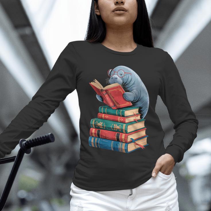 Book Reading Book Reader Manatees Sea Animal Sea Cow Manatee Unisex Long Sleeve T-Shirt