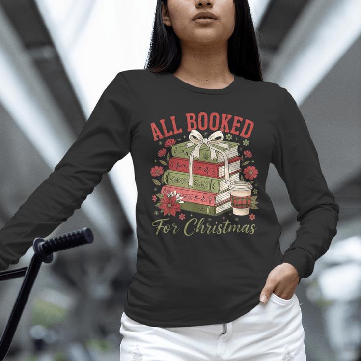 All Booked For Christmas Coquette Xmas Book Club Book Lovers Unisex Long Sleeve T-Shirt