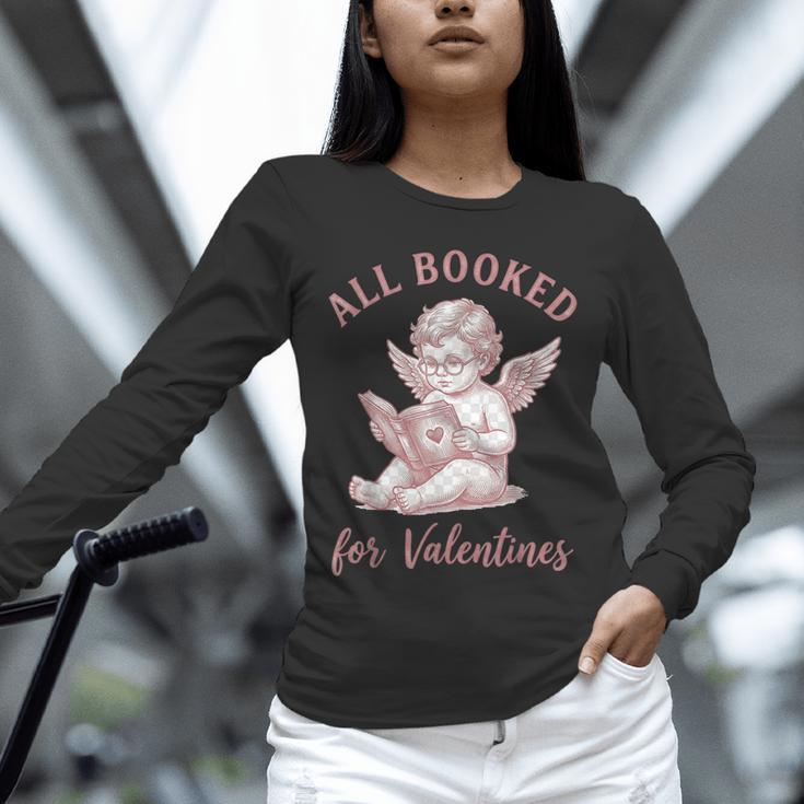 All Booked For Valentines Cute Cherub Vintage Book Lover Unisex Long Sleeve T-Shirt
