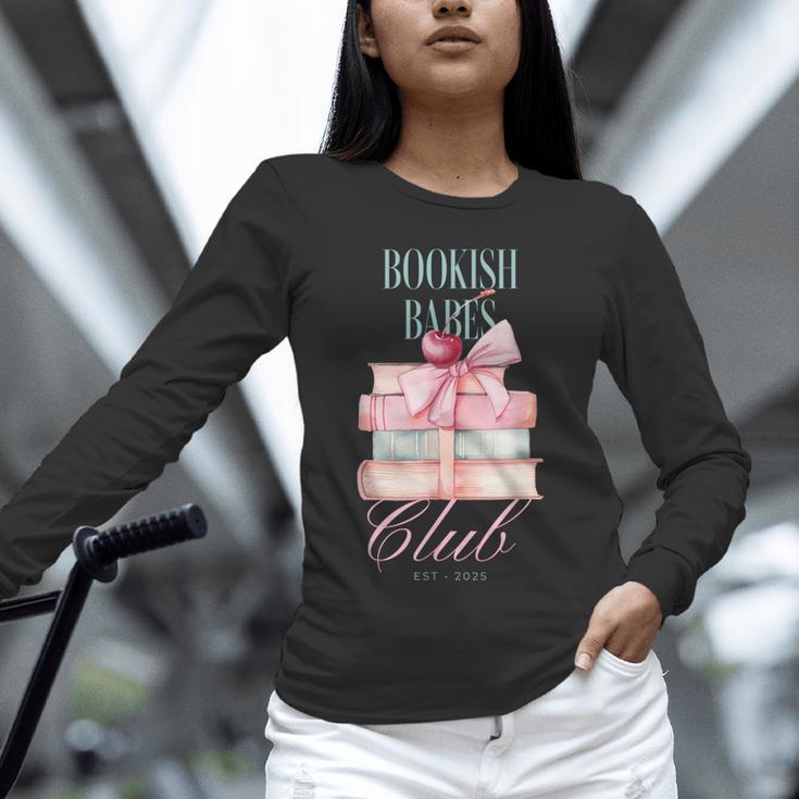Bookish Babes Club Cute Pink Book Stack With Bow Unisex Long Sleeve T-Shirt Bookish Babes Club Cute Pink Book Stack With Bow Unisex Long Sleeve T-Shirt