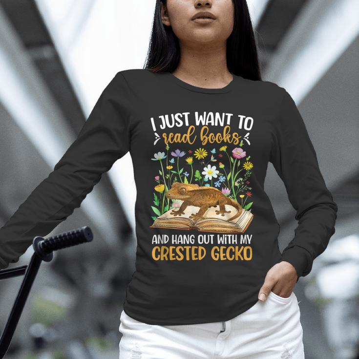 Books And Crested Gecko Owner Crestie Lover Unisex Long Sleeve T-Shirt