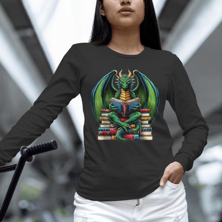 Books Dragon Reading Book Unisex Long Sleeve T-Shirt Books Dragon Reading Book Unisex Long Sleeve T-Shirt