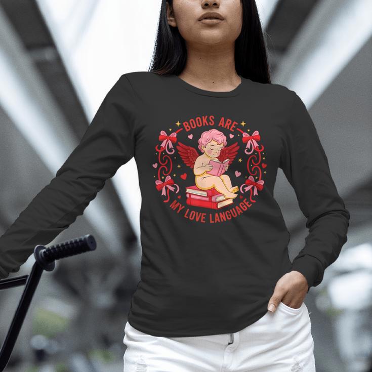 Books Are My Love Language Cupid Reading Book Valentines Day Unisex Long Sleeve T-Shirt