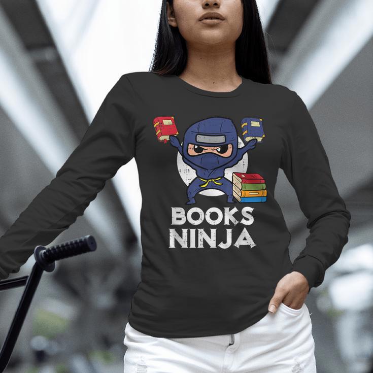 Books Ninja Read Reading Librarian Book Toddler Boys Kids Unisex Long Sleeve T-Shirt