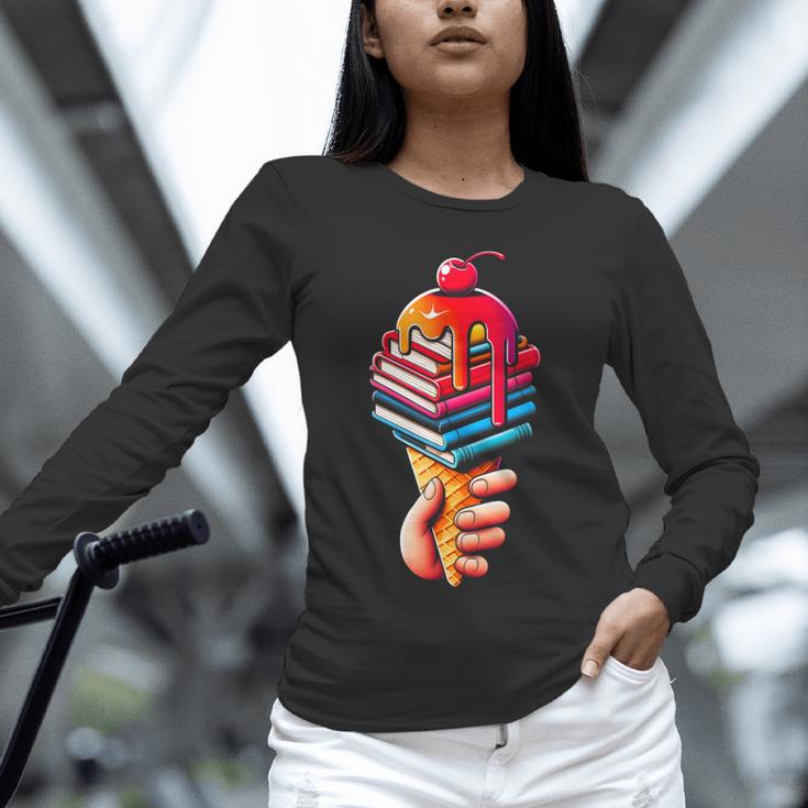Books Reading Ice Cream Unisex Long Sleeve T-Shirt Books Reading Ice Cream Unisex Long Sleeve T-Shirt
