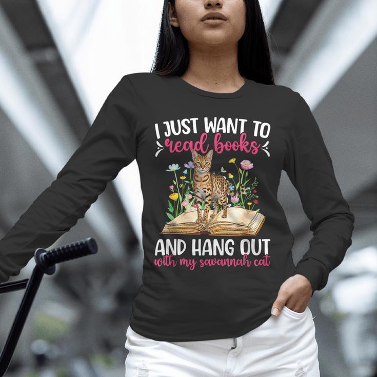 Books And My Savannah Cat Owner Savannah Cat Lover Unisex Long Sleeve T-Shirt