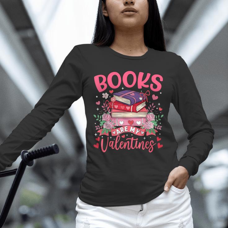 Books Are My Valentine Coquette Bow Book Flower Girl Women Unisex Long Sleeve T-Shirt