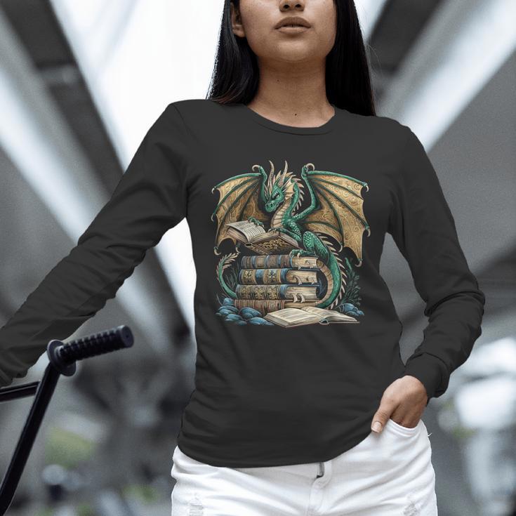 Bookworm Dragons Reading Book Dragons And Books Unisex Long Sleeve T-Shirt