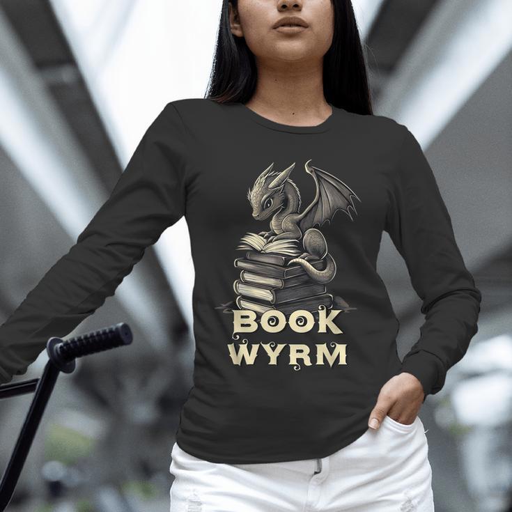 Bookwyrm Dragon Fantasy Bookish Fairytale Book Lover Unisex Long Sleeve T-Shirt