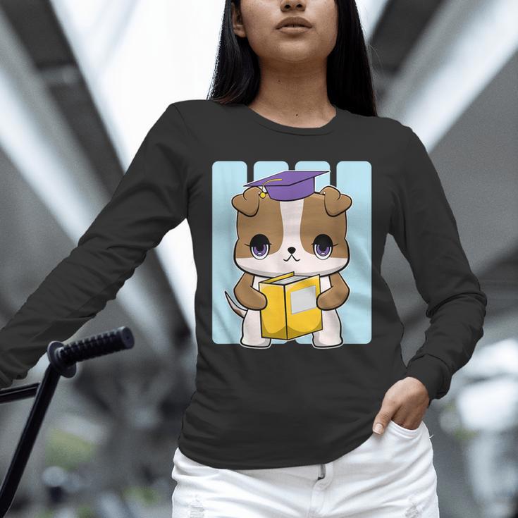 Bulldog Anime Pup Graduation Unisex Long Sleeve T-Shirt