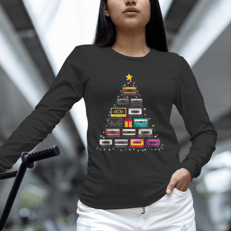 Cassette Tape Christmas Tree Graphic 80s 90s Retro Nostalgia Unisex Long Sleeve T-Shirt