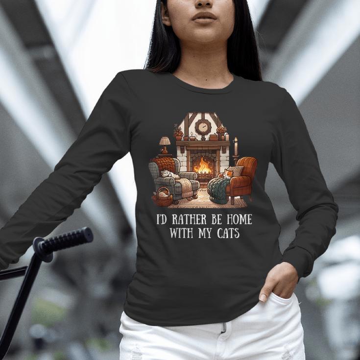 Cat Lover I'd Rather Be Home With My Cats Introvert Cozy Unisex Long Sleeve T-Shirt Cat Lover I'd Rather Be Home With My Cats Introvert Cozy Unisex Long Sleeve T-Shirt