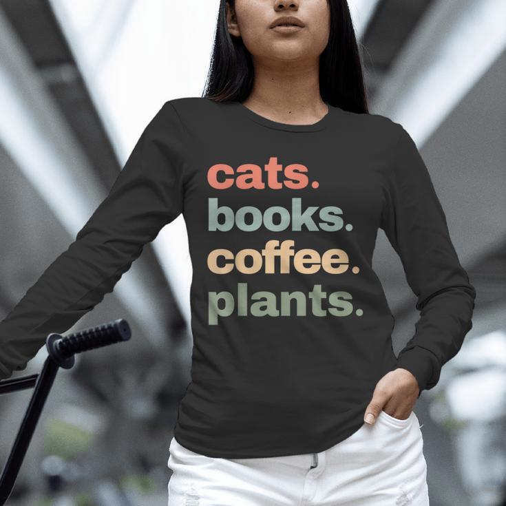Cats Books Coffee Plants Gardening Mama Mom Mothers Unisex Long Sleeve T-Shirt