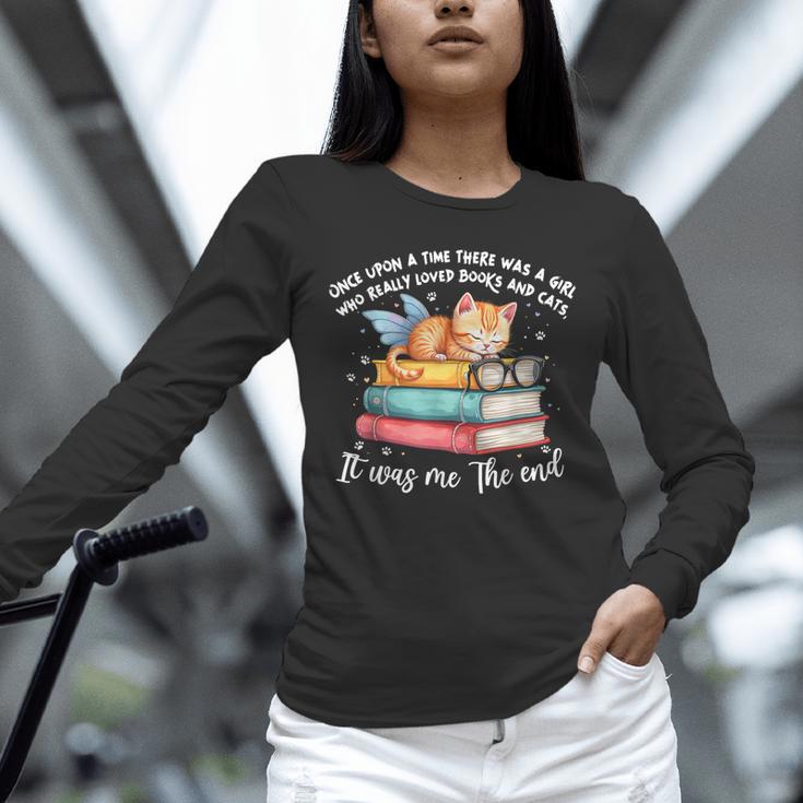 Cats And Books Easily Distracted By Book & Cat Lover Men Women Kids Unisex Long Sleeve T-Shirt