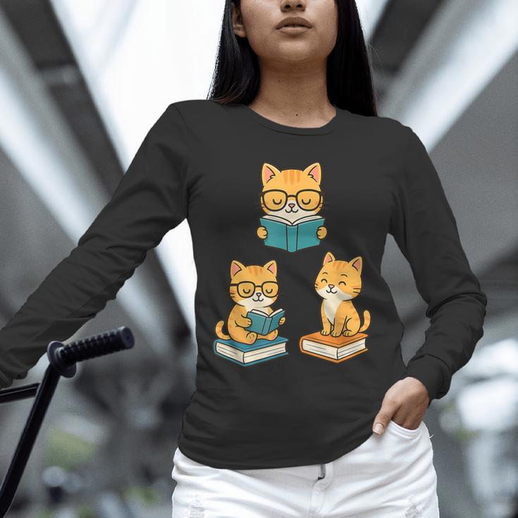Cats Reading Book Lover Reading Bookworm Reader Unisex Long Sleeve T-Shirt