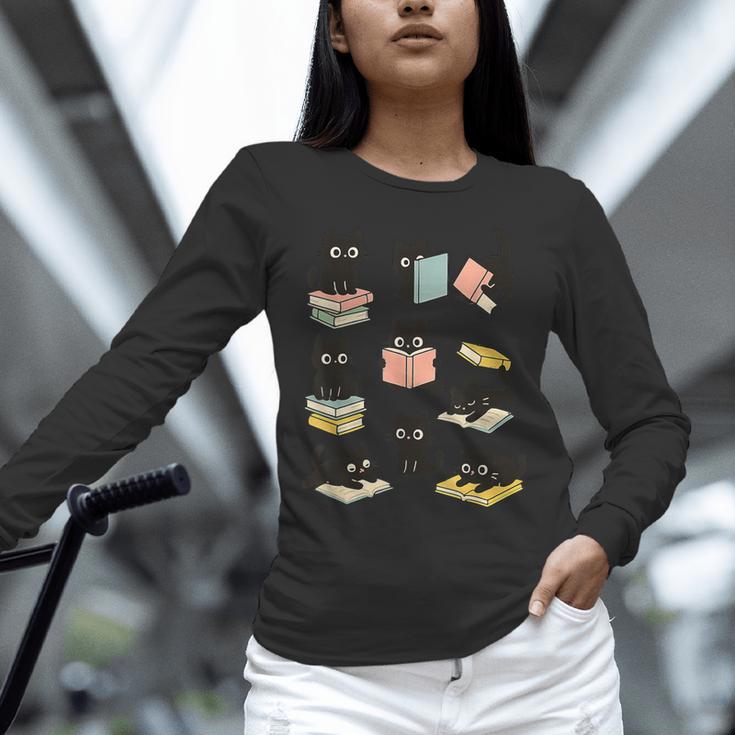 Cats Reading Books Cat Lover Unisex Long Sleeve T-Shirt