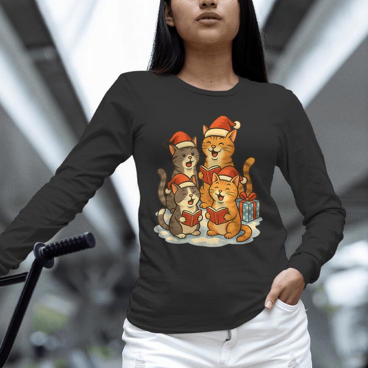 Cats Reading Books Christmas Tree Unisex Long Sleeve T-Shirt
