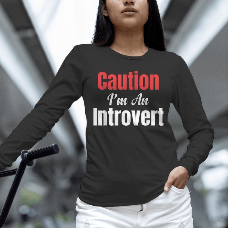 Caution I'm An Introvert Sarcastic Geek Video Gamer Jokes Unisex Long Sleeve T-Shirt