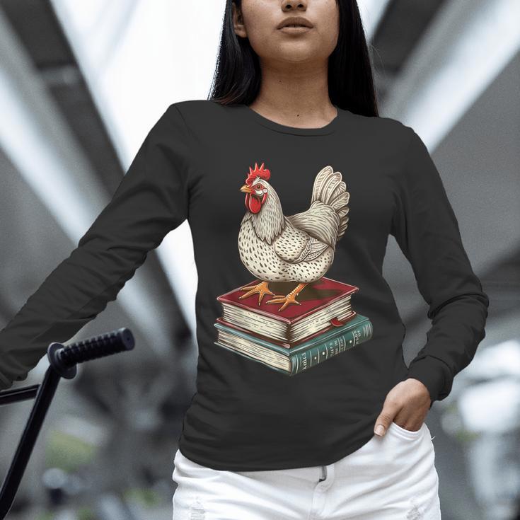 Chicken Books Back To School First Day Of School Boys Girls Unisex Long Sleeve T-Shirt