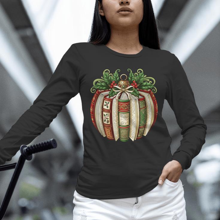 Christmas Book Ornament Bookworm Book Lover Men Women Unisex Long Sleeve T-Shirt