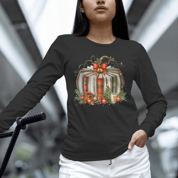 Christmas Book Pumpkin Reading Holiday Lovers Teacher Unisex Long Sleeve T-Shirt Christmas Book Pumpkin Reading Holiday Lovers Teacher Unisex Long Sleeve T-Shirt