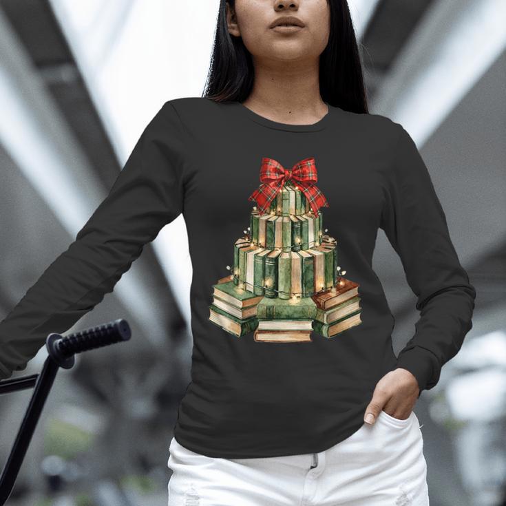 Christmas Book Tree Coquette Bow Xmas Reading Librarian Girl Unisex Long Sleeve T-Shirt Christmas Book Tree Coquette Bow Xmas Reading Librarian Girl Unisex Long Sleeve T-Shirt