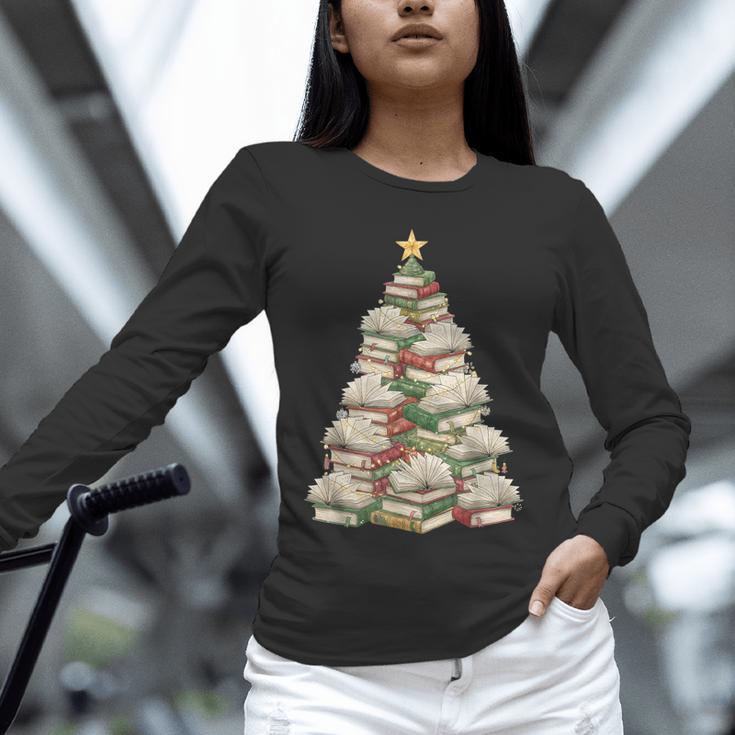 Christmas Book Tree Teacher Book Lover Xmas Librarian Unisex Long Sleeve T-Shirt
