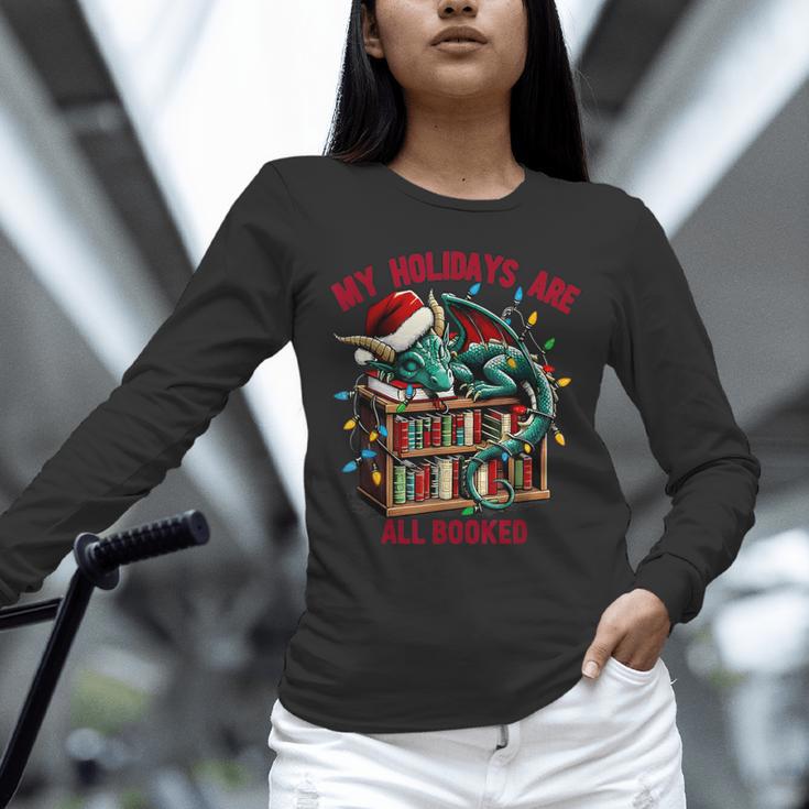 Christmas Dragon My Holidays Are All Booked Book Lovers Kids Unisex Long Sleeve T-Shirt