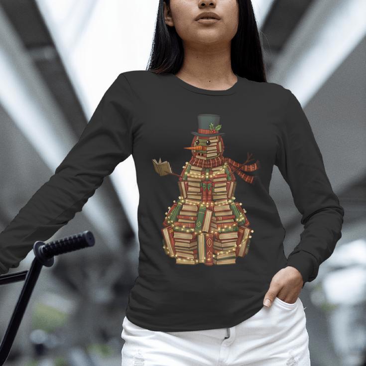 Christmas Snowman Made Of Books Holiday Reading Xmas Unisex Long Sleeve T-Shirt Christmas Snowman Made Of Books Holiday Reading Xmas Unisex Long Sleeve T-Shirt
